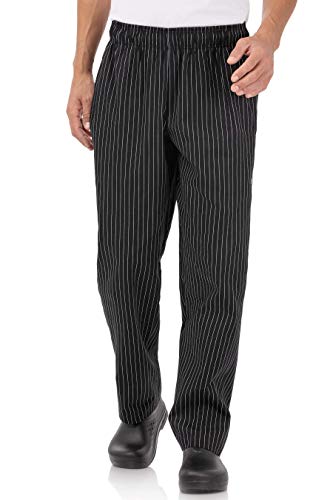 Chef Works Men's Designer Baggy Chef Pants, Black W/ Wht Pinstripe, Small - Image 4