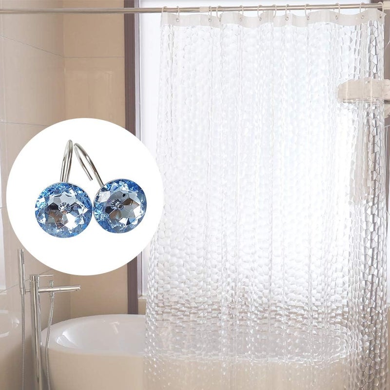 EleCharm 12 Pcs Bling Rhinestones Shower Curtain Hooks Bathroom Rolling Hooks - Image 2