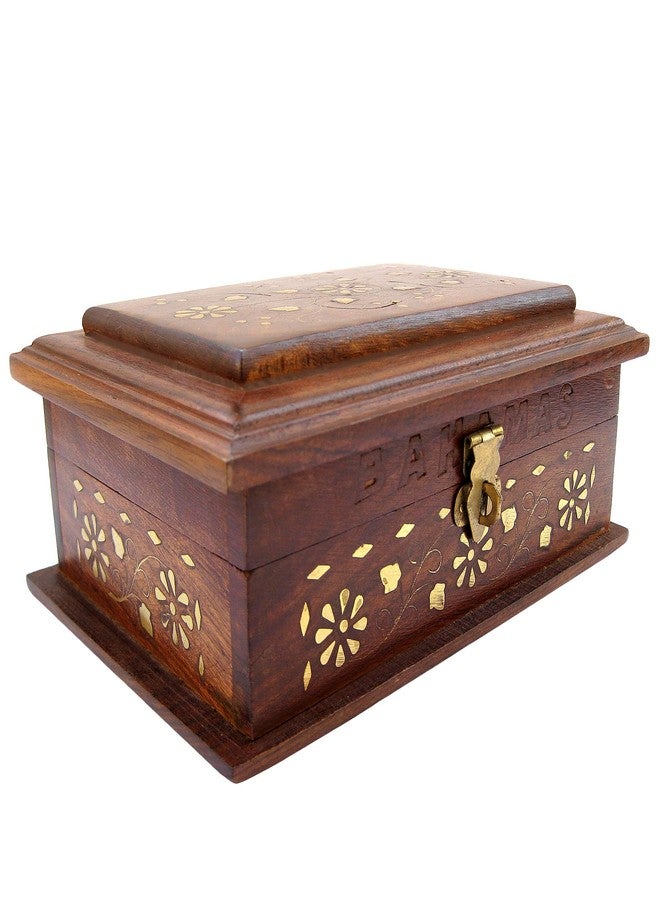 ات او اس 365 صندوق مجوهرات خشبي مصنوع يدويًا من ITOS365 للنساء، 7.4 بوصة، بني - Image 3