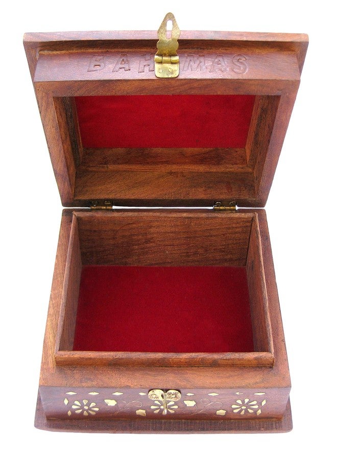 ات او اس 365 صندوق مجوهرات خشبي مصنوع يدويًا من ITOS365 للنساء، 7.4 بوصة، بني - Image 2