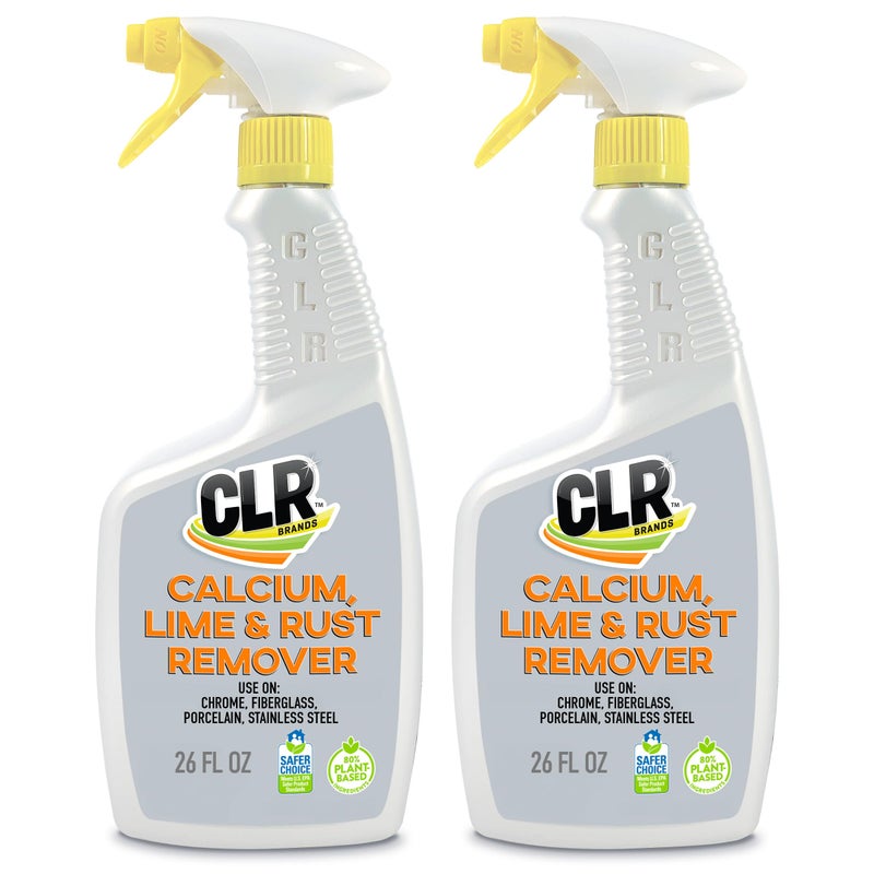 CLR Brands Calcium, Lime & Rust Remover, 26 oz. Spray Bottle, 2 Pack, Blasts Calcium, Dissolves Lime Deposits, Zaps Stubborn Rust Stains and Hard Water Deposits - Image 1