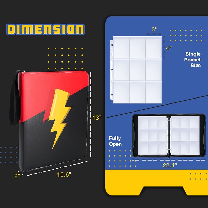 Neato Tek 9 Pocket Waterproof Trading Card Binder, Trading Album Display Holder, Expandable, 720 Double Sided Pocket Album, Compatible with Yugioh, MTG and Other TCG Cards - Image 3