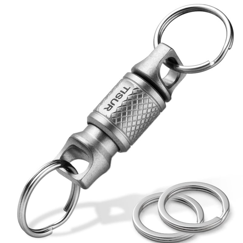 TISUR Titanium Quick Release Keychain, Retractable Key Chain Detachable Keychain Clipï¼ŒPull Apart Key Rings Holder for Men Women - Image 1