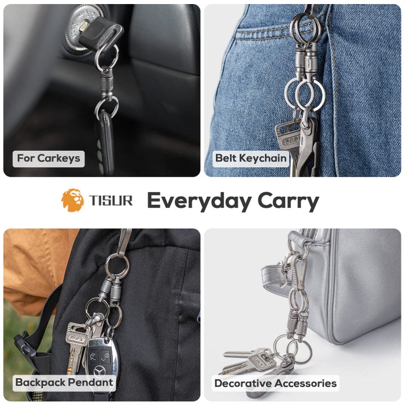 TISUR Titanium Quick Release Keychain, Retractable Key Chain Detachable Keychain Clipï¼ŒPull Apart Key Rings Holder for Men Women - Image 5