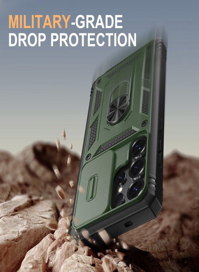 PASNEW for S25 Ultra Case Military,Camera Slide Cover & Metal Ring Kickstand,Multi-Layer Heavy Duty Full Body Shockproof Protective Hard Shell for Samsung Galaxy S25Ultra,Army Green - Image 5