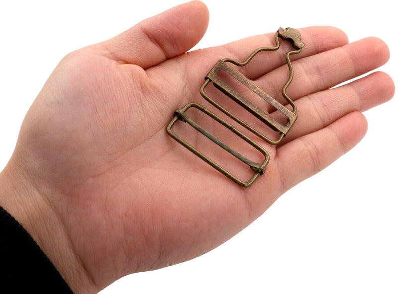 Amanaote 1.5" Inside Bottom Size Bronze Dungaree Suspender Buckle Slider with Rectangle Buckle Sliding Bar Pack of 6 Sets - Image 2