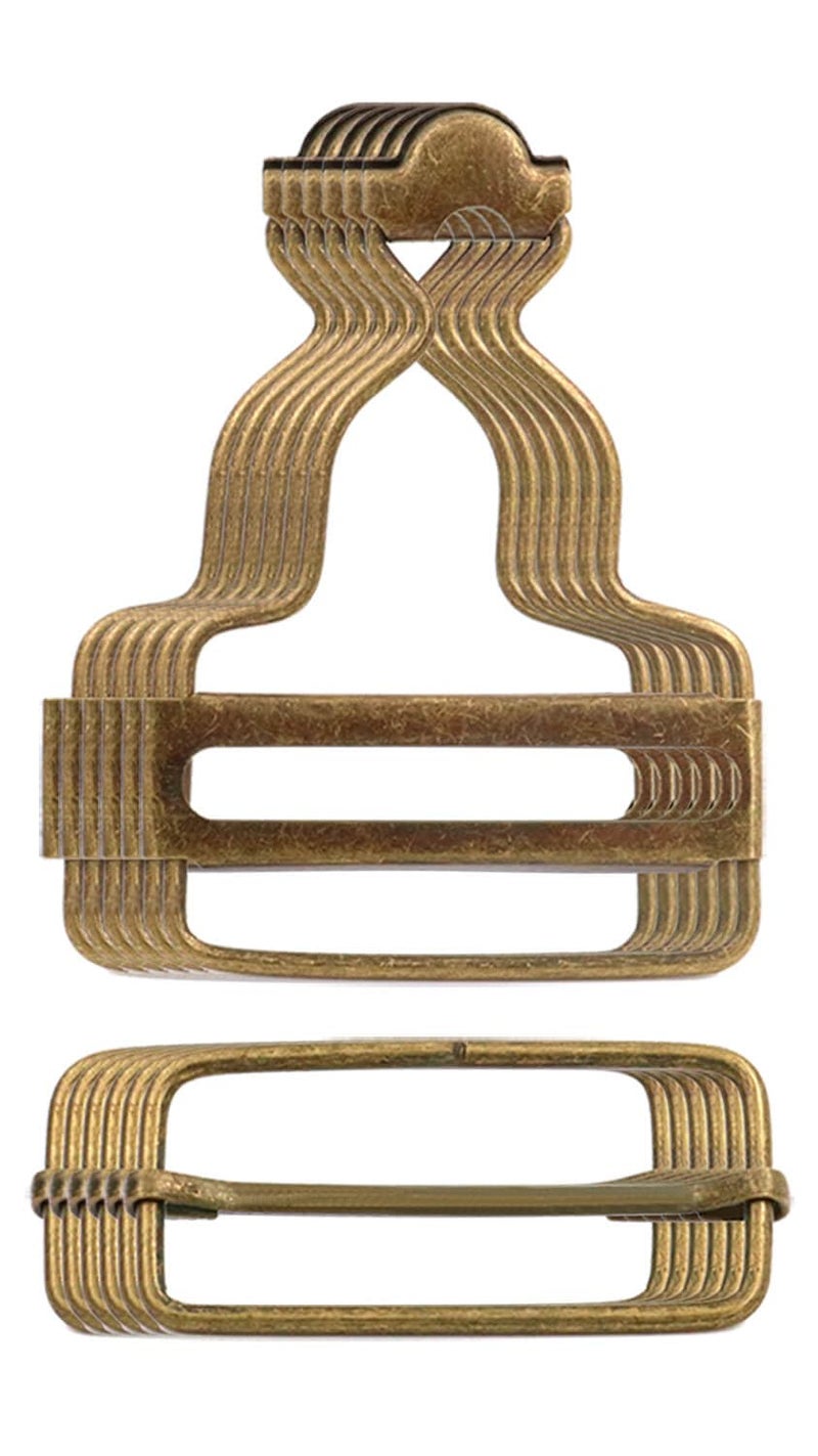 Amanaote 1.5" Inside Bottom Size Bronze Dungaree Suspender Buckle Slider with Rectangle Buckle Sliding Bar Pack of 6 Sets - Image 1
