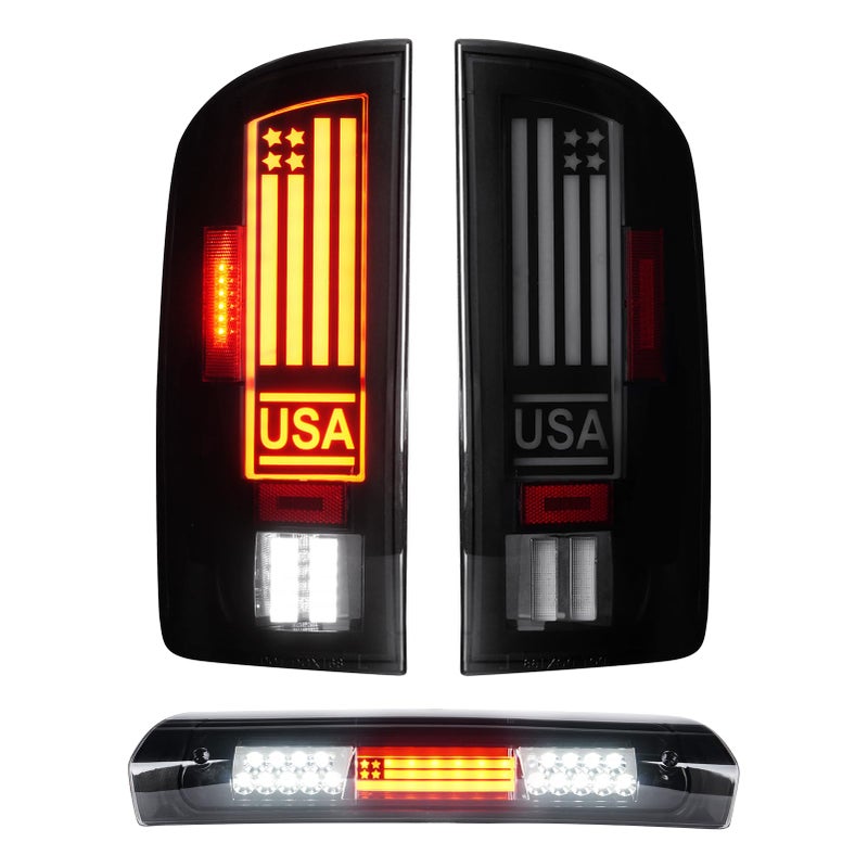 Tresound LED Tail Light 3rd Third Brake Cargo Lamp for Dodge RAM 1500 20022006 for RAM 2500 3500 20032006 High Mount Stop Light Rear Taillight Assembly 55077348AF 55077347AF CH2801147 - Image 2