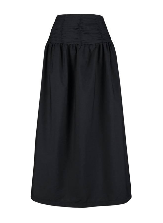 trendyol - Black High Waisted Gathered Long Woven Skirt TCTSS24EE00001 - Image 1