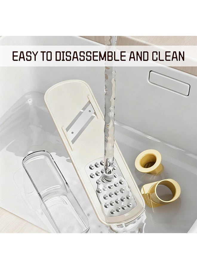 3 in 1 Mini Mandoline Slicer, Multifunctional Garlic Slicer Ginger Grater & Veggie Shredder, Food-Grade Vegetable Cutter Grinder with Hand Guard & Container, Home Kitchen Gadget for Food Prep, White - Image 5