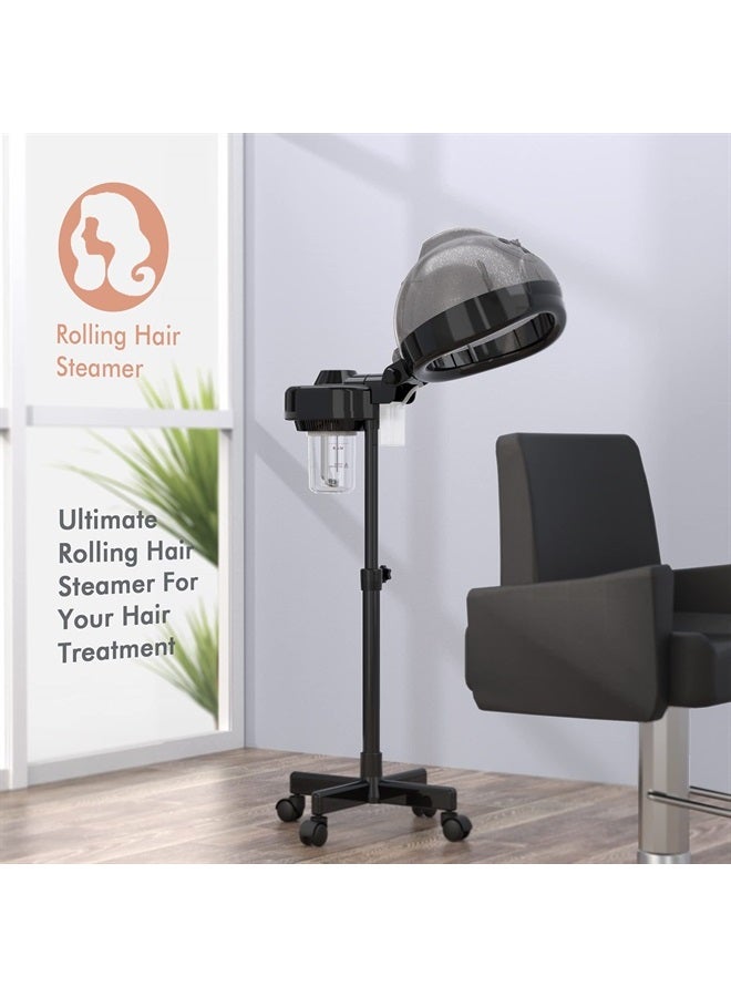 TASALON Standing Hair Steamer for Deep Conditioning - Hooded Hair Steam Cap for Natural, Dyed Hair - Professional Steamer for Hydration, Dry Hair Treatment-Heated Micro Mist Steamer for Spa, Home Use 