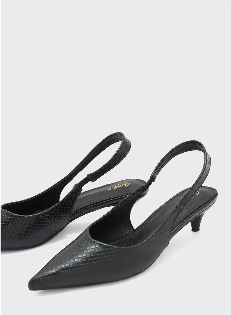Ginger Snake Print Back Strap Pump