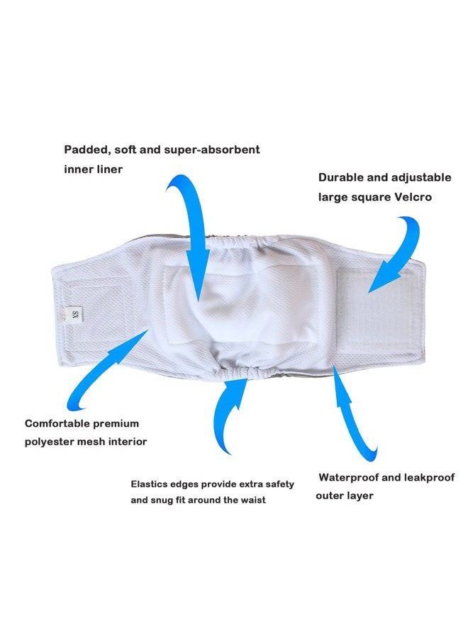 Teamoy Reusable Wrap Diapers for Male Dogs, Washable Puppy Belly Band XS(7''-9''Waist) Black+ Gray+ Green+ Purple CATY02401 - Image 2