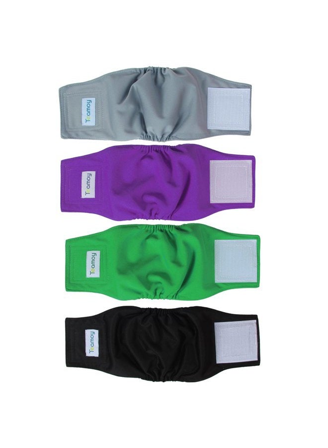 Teamoy Reusable Wrap Diapers for Male Dogs, Washable Puppy Belly Band XS(7''-9''Waist) Black+ Gray+ Green+ Purple CATY02401 - Image 1