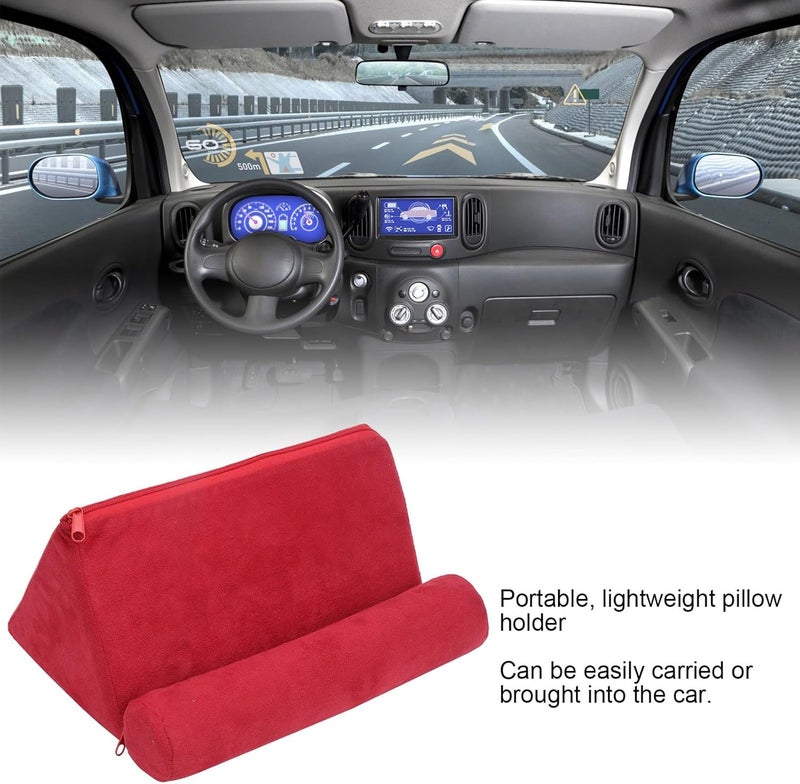 Karlak Pillow Tablet Stand Holder Bed Tablet Holder Reading Portable Lightweight Suede Fabric Support Cushion with Flexible Support for Bed Armrests Carpet Thighs - Image 5