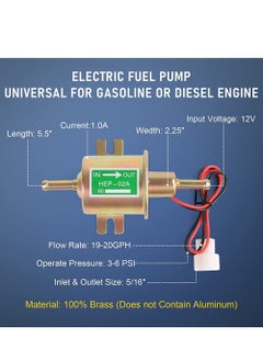 Excefore Universal 12V Heavy Duty Electric Fuel Pump Metal Solid Petrol For Motorcycle Carburetor ATV Trucks Boats For Gasoline or Diesel Engine  - Image 2