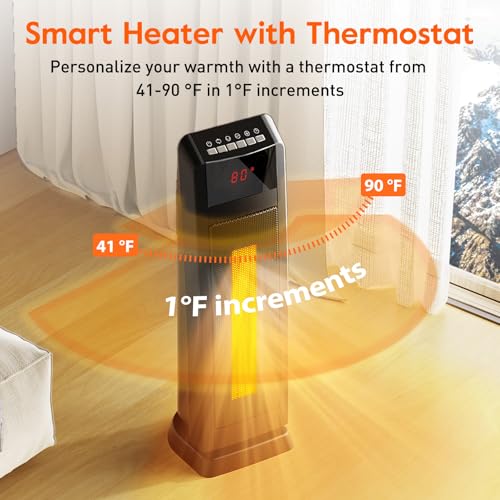 GiveBest Space Heater for Large Room, 24" Ceramic Heater with Remote Control 1H to 8H Timer ETL Certified Digital Oscillating Heater with Overheat Protection Tip-Over Switch for Indoor Use - Image 5