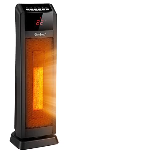 GiveBest Space Heater for Large Room, 24" Ceramic Heater with Remote Control 1H to 8H Timer ETL Certified Digital Oscillating Heater with Overheat Protection Tip-Over Switch for Indoor Use - Image 1