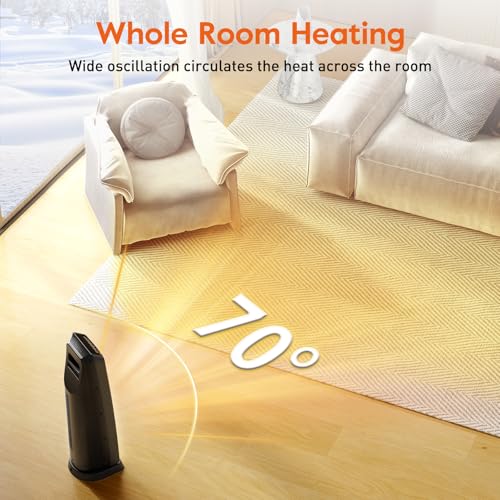 GiveBest Space Heater for Large Room, 24" Ceramic Heater with Remote Control 1H to 8H Timer ETL Certified Digital Oscillating Heater with Overheat Protection Tip-Over Switch for Indoor Use - Image 4
