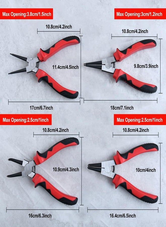 طقم كماشة حلقية سناب من ليونتول، مكون من 4 قطع، مقاس 7 بوصات، كماشة حلقية داخلية وخارجية، ذات فك مستقيم ومثني، كماشة حلقية قفل، قطر الطرف 0.07 بوصة، كماشة حلقية على شكل حرف C لإزالة الحلقات، مع حقيبة تخزين - Image 5