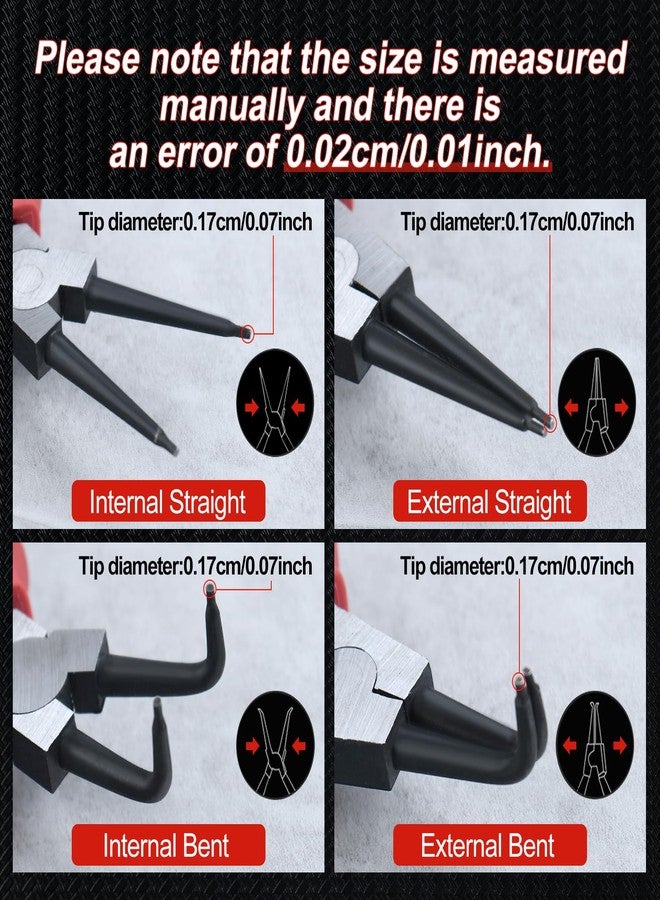 طقم كماشة حلقية سناب من ليونتول، مكون من 4 قطع، مقاس 7 بوصات، كماشة حلقية داخلية وخارجية، ذات فك مستقيم ومثني، كماشة حلقية قفل، قطر الطرف 0.07 بوصة، كماشة حلقية على شكل حرف C لإزالة الحلقات، مع حقيبة تخزين - Image 2