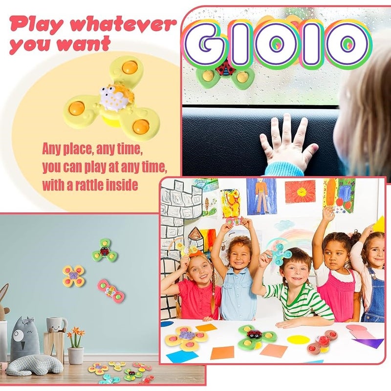 GIOIO 6 Pieces Suction Cup Spinner Toy Sea Theme Sensory Bath Spinner Toys Bear erfly Suction Toys for Birthday Learning Game and Party Supplies (Novelty Style) - Image 3