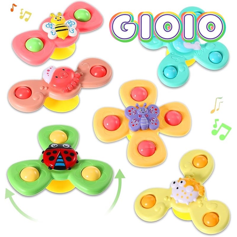 GIOIO 6 Pieces Suction Cup Spinner Toy Sea Theme Sensory Bath Spinner Toys Bear erfly Suction Toys for Birthday Learning Game and Party Supplies (Novelty Style) - Image 1
