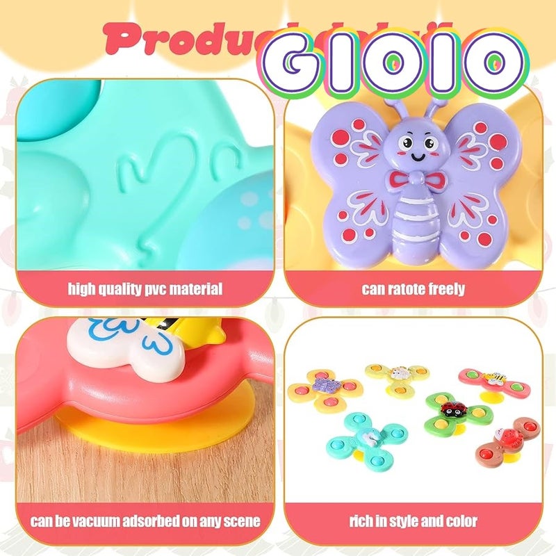 GIOIO 6 Pieces Suction Cup Spinner Toy Sea Theme Sensory Bath Spinner Toys Bear erfly Suction Toys for Birthday Learning Game and Party Supplies (Novelty Style) - Image 5