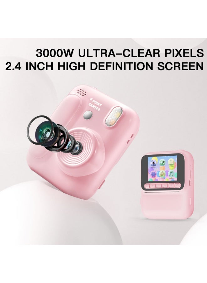 caijin Instant camera, creative children's instant camera, color printing camera, instant printing mini camera, smart and fun children's toy camera (includes 4 rolls of color film) - Image 3