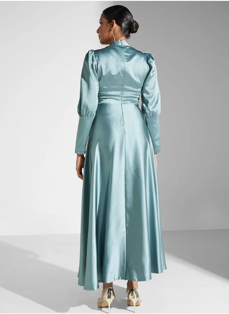 Khizana Puff Sleeve Embellished Dress