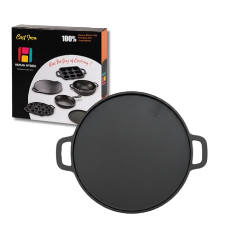 Human Hydro Premium Cast Iron Tawa - 30cm, 2.4kg | 7-Layer Pre-Seasoned Natural Oil Coating, Non-Stick | Ideal for Crisp Dosas, Chapatis & Roti - Image 1