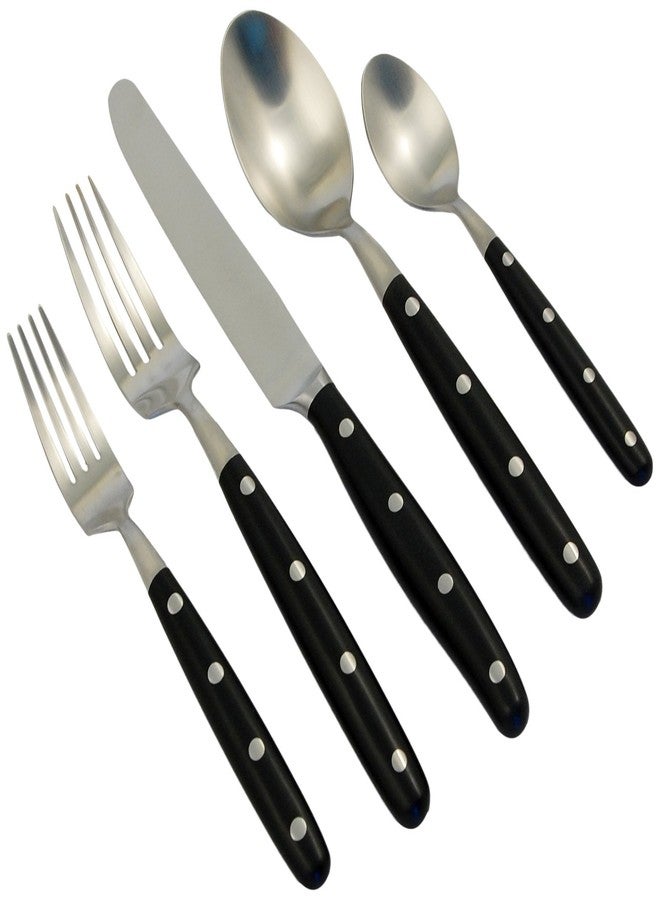 Ginkgo International Lyon 5-Piece Stainless Steel Flatware Place Setting, Ebony, Service for 1 - Image 2