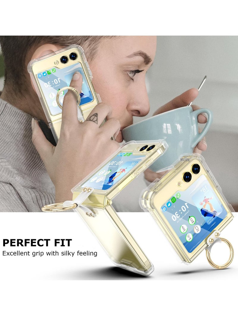 Excefore - Anti-Fall Shockproof Protective Phone Cover Case, Designed for Samsung Galaxy Z Flip 5 Case Clear with Ring, Compatible with Galaxy Z Flip 5 Case 5 G 2023 (Clear) - Image 1