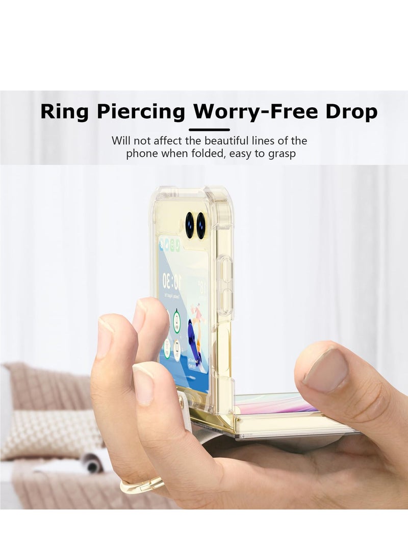 Excefore - Anti-Fall Shockproof Protective Phone Cover Case, Designed for Samsung Galaxy Z Flip 5 Case Clear with Ring, Compatible with Galaxy Z Flip 5 Case 5 G 2023 (Clear) - Image 1