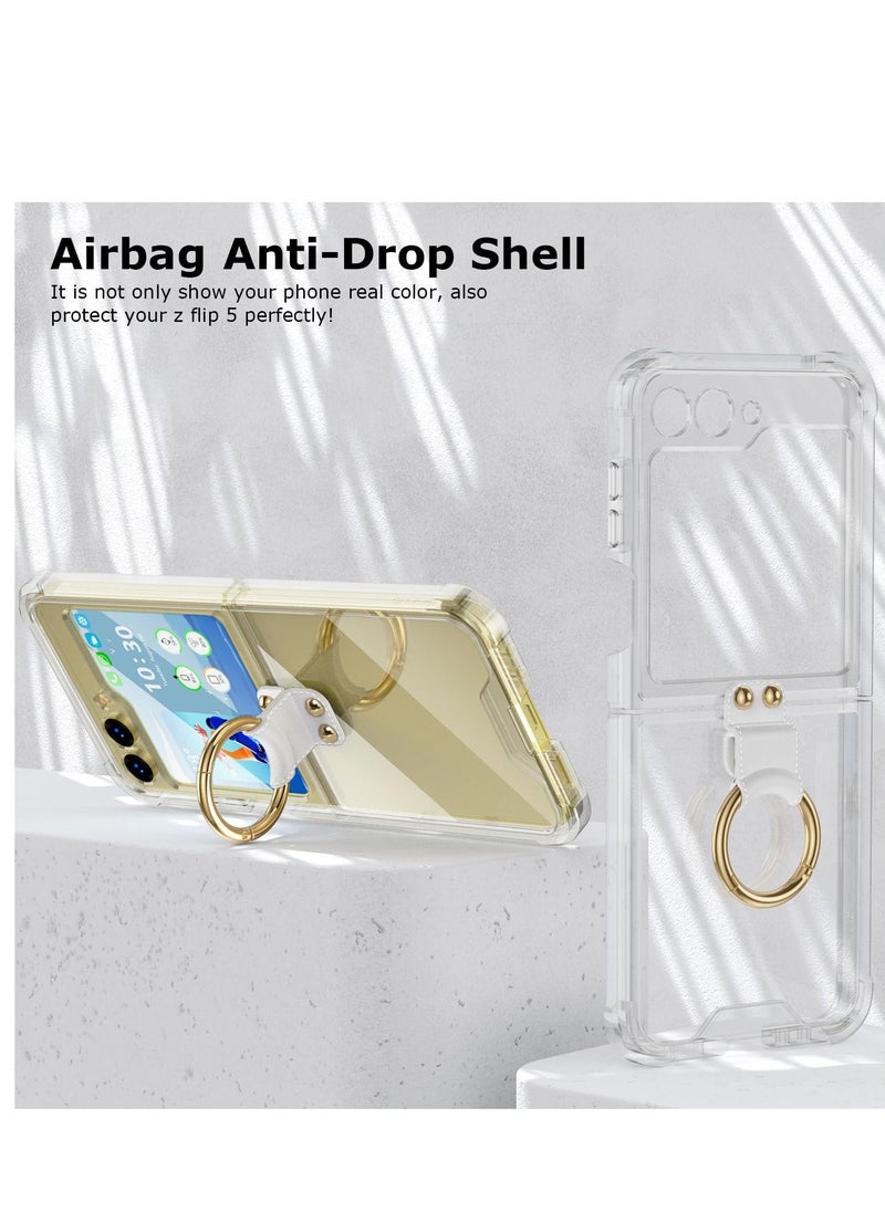 Excefore - Anti-Fall Shockproof Protective Phone Cover Case, Designed for Samsung Galaxy Z Flip 5 Case Clear with Ring, Compatible with Galaxy Z Flip 5 Case 5 G 2023 (Clear) - Image 1