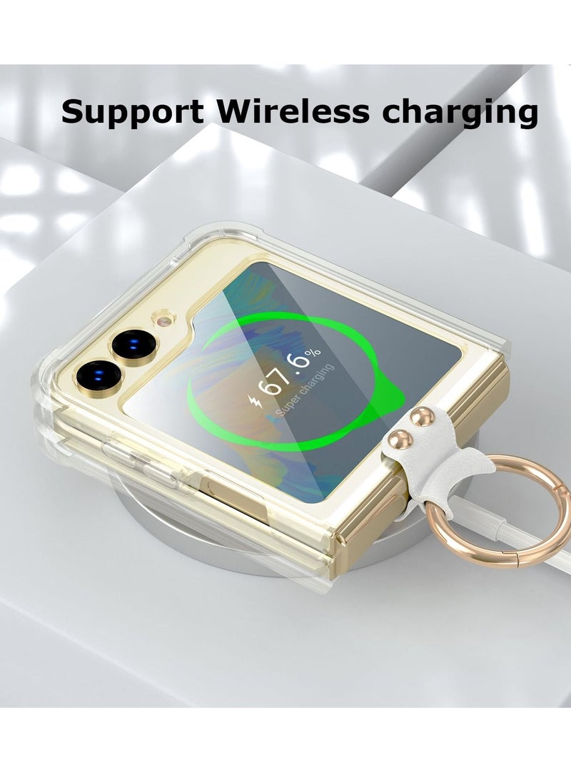 Excefore - Anti-Fall Shockproof Protective Phone Cover Case, Designed for Samsung Galaxy Z Flip 5 Case Clear with Ring, Compatible with Galaxy Z Flip 5 Case 5 G 2023 (Clear) - Image 1