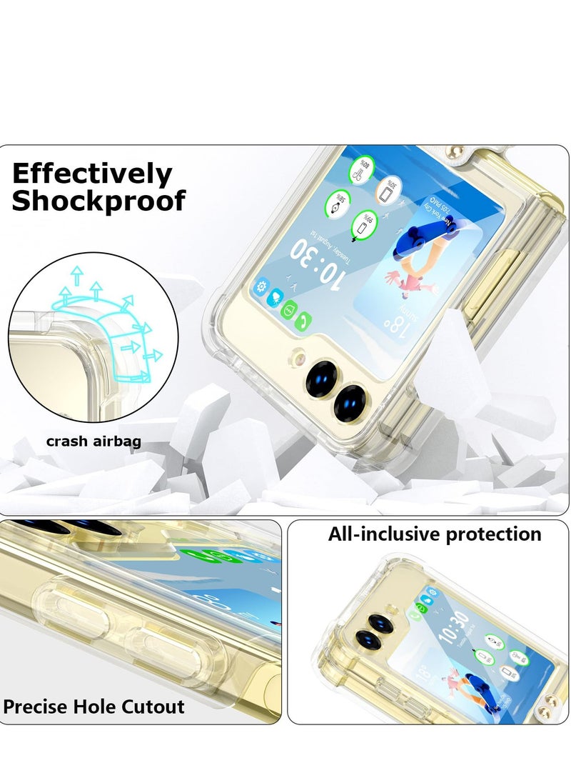 Excefore - Anti-Fall Shockproof Protective Phone Cover Case, Designed for Samsung Galaxy Z Flip 5 Case Clear with Ring, Compatible with Galaxy Z Flip 5 Case 5 G 2023 (Clear) - Image 1