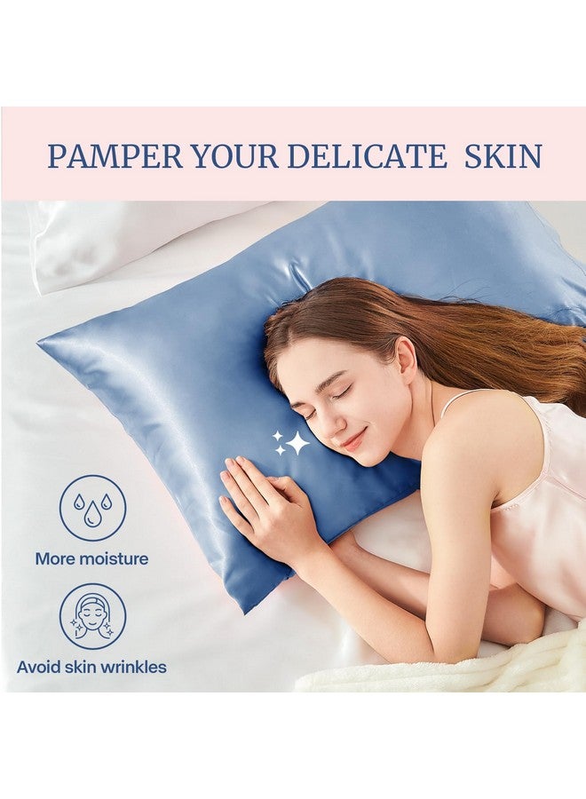 BEDELITE Satin Pillowcase for Hair and Skin, Super Soft and Cooling Similar to Silk Pillow Cases 2 Pack with Envelope Closure, Gift for Women Men(13"x18" Toddler Size, Airy Blue) - Image 3