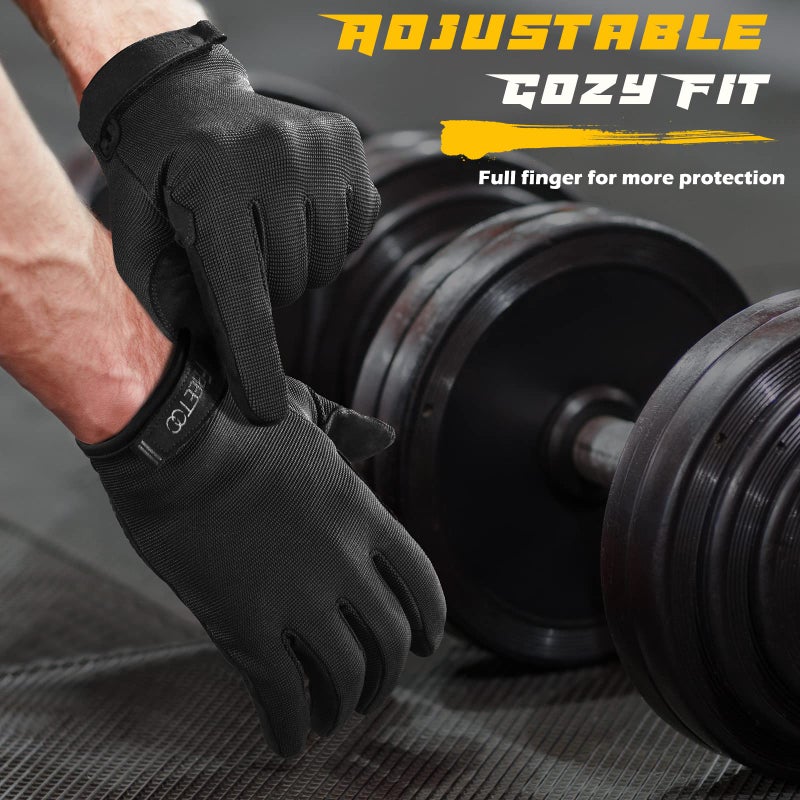 FREETOO Full-Finger Workout Gloves for Men, [Excellent Grip] [Palm Protection] Padded Weightlifting Gloves Lightweight Gym Gloves Durable Training Gloves for Exercise Fitness (Touch Screen Friendly) - Image 5