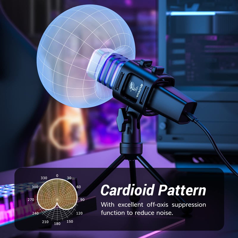 TONOR RGB USB Microphone, Cardioid Condenser Computer PC Mic with Tripod Stand, Pop Filter, Shock Mount for Gaming, Streaming, Podcasting, YouTube, Twitch, Compatible with Laptop Desktop,TC30 with RGB - Image 4