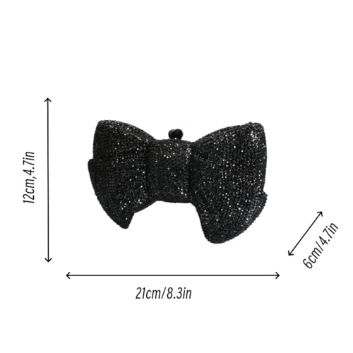 Tngan Women Luxury Bowknot Shaped Evening Clutch Sparkling Rhinestones Handbag for Banquet Wedding Party, Black - Image 4
