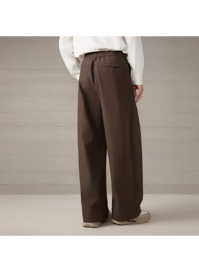 Cabbeen Men's Casual Pants With Smooth Touch Fabric, Composite Fleece Lining, Loose Wide-leg Multi-pleated Winter Trousers - Image 2
