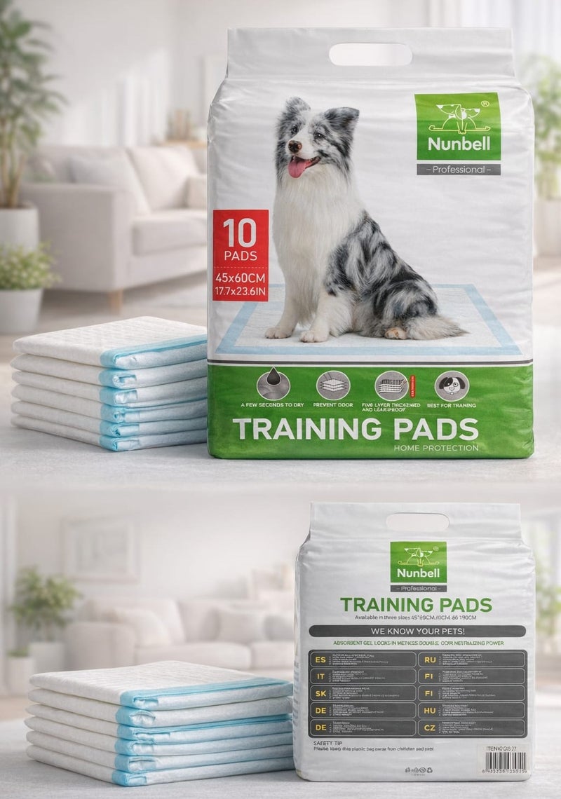 نونبيل 🐶 فوط تدريب كلاب 45×60 سم عدد 10 🐶 امتصاص فائق 🐶 مانعة للتسرب 🐶 سريعة الجفاف 🐶 حماية الأرضيات 🐶 مثالية لتدريب الكلاب . - Image 3