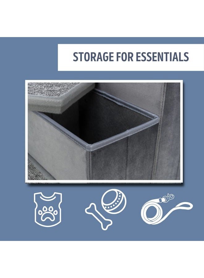 TRIXIE Velour 3-Step Pet Stairs with Storage, Collapsible, Storage Compartments for Pet Toys - Image 5