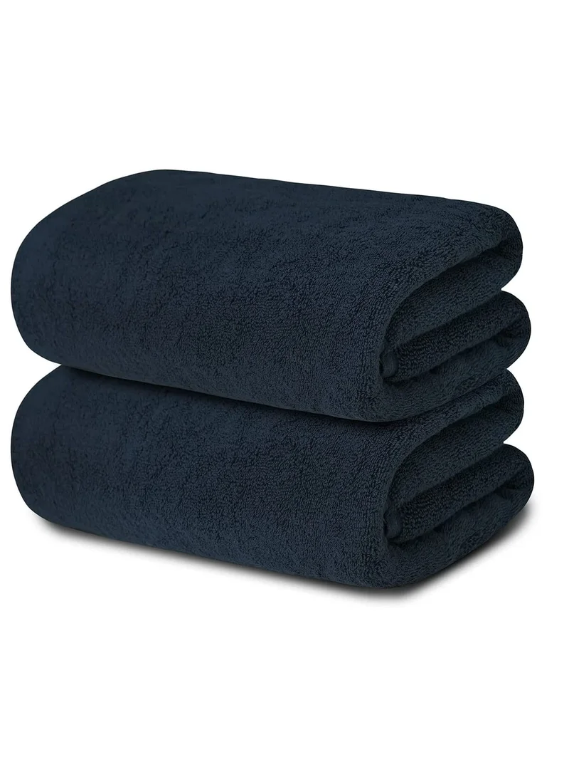 1 تشيس Oversized Bath  Sheets , Soft Absorbent Large Towels Set Of 2  600 GSM 76.2x152.4 CM Navy
