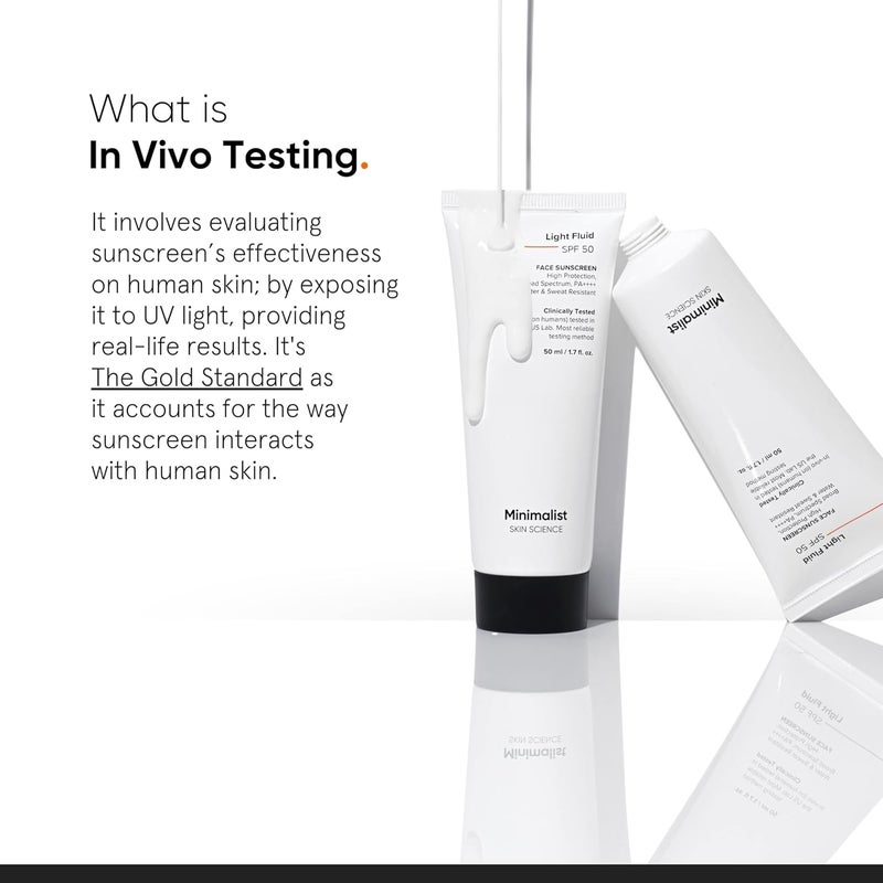 Minimalist Light Fluid Sunscreen SPF 50 for Oily Skin PA  Clinically Tested in US No White Cast  Broad Spectrum  Lightweight Water  Sweat Resistant  For Women  Men  50ml - Image 4