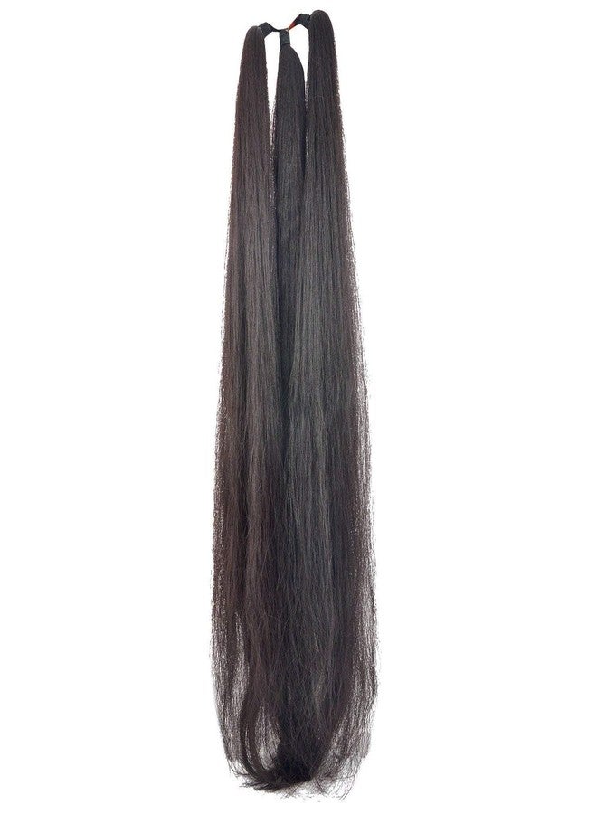 AnNafi® Ponytail Extension Natural Soft Synthetic Nylon | Fashion Straight Wrap Around Thick False Hair Extension Parandi Artificial Choti Hair For Jada Kuchulu Gantalu Set For Women (Black 26 Inches) - Image 1