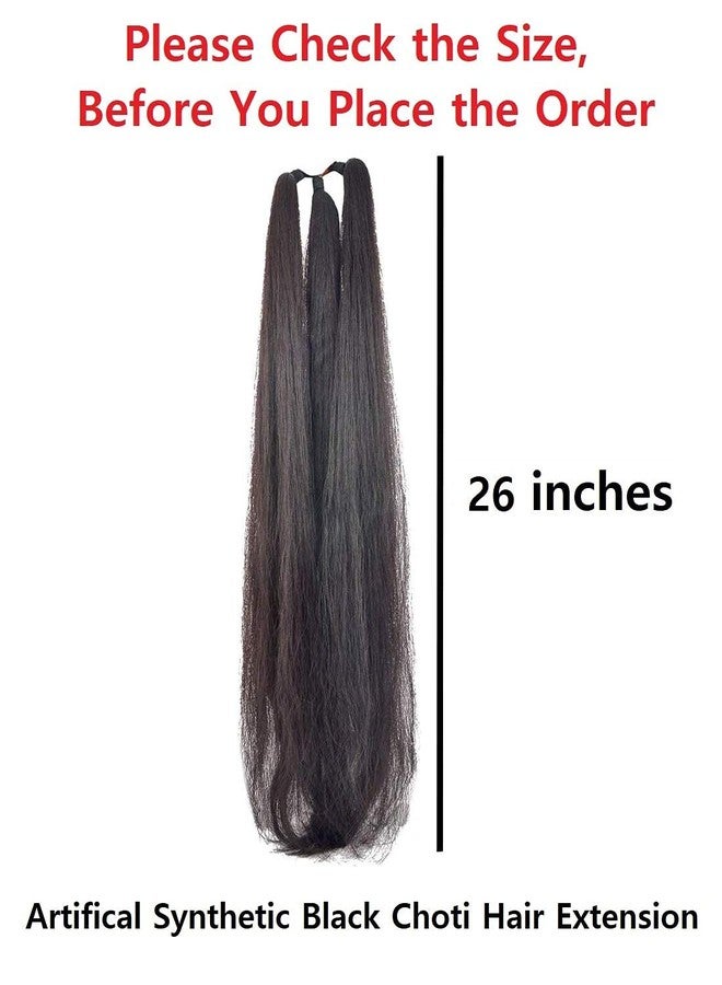 AnNafi® Ponytail Extension Natural Soft Synthetic Nylon | Fashion Straight Wrap Around Thick False Hair Extension Parandi Artificial Choti Hair For Jada Kuchulu Gantalu Set For Women (Black 26 Inches) - Image 2
