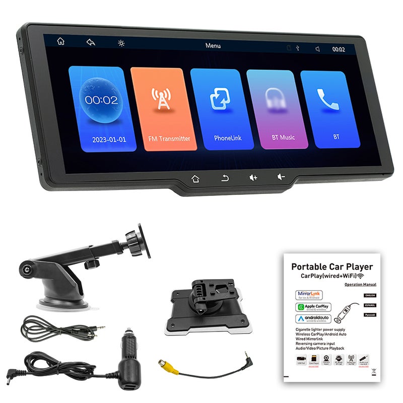 Portable Wireless CarPlay Multi-language Car Video Recorder Car Camera Auto Camcorder 10.26in Car Rearview Camera Mobilephone APP Control Car MultiMedia Player - Image 1