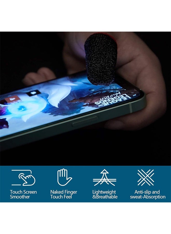 6 Pairs Gaming Finger Sleeve, Anti Sweat Breathable Seamless Touchscreen Finger Cover, for Mobile Phone Game
